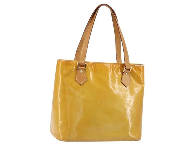 LOUIS VUITTON Monogram Vernis Houston Handtasche Beige M91004 LV Auth BA12367