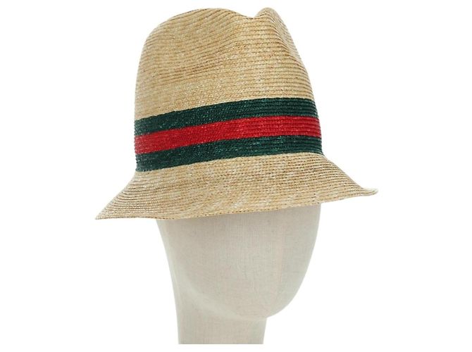 Sombrero de paja GUCCI S Beige Auth BA12455M