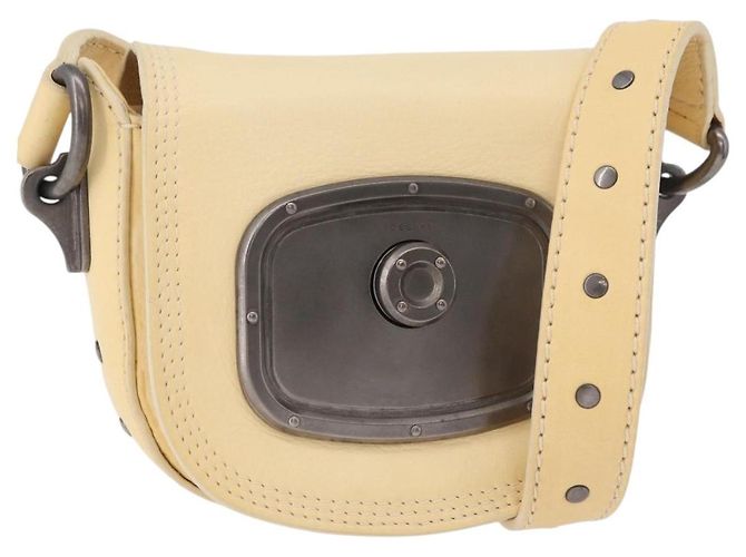 Céline Bolsa de Ombro de Couro Marfim Auth 178026A Cru