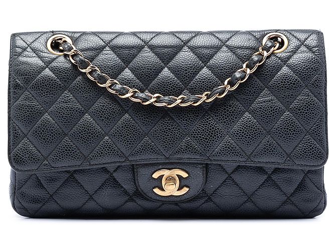 Chanel Medium Classic Caviar Double rabat Noir