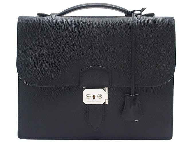 Sac à dépêches Bolsa de Depêche 27 em Swift da Hermès Preto