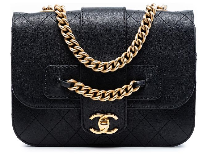Chanel Grande Matelassé in Pelle di Pecora con Catena Frontale a Patta Nero
