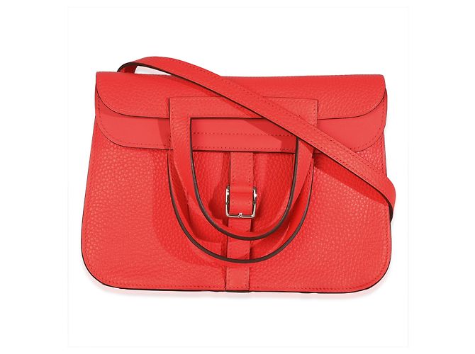 Hermès Rose Texas Clemence Halzan 25 PHW Rosa