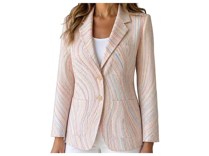 Giacca Paul Smith Linea Pink Cotone Ricamato Multicolore Rosa Blu Bianco sporco