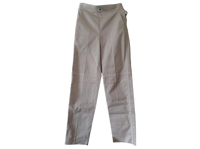 Pantalone Hermès Cotone e Pelle Beige