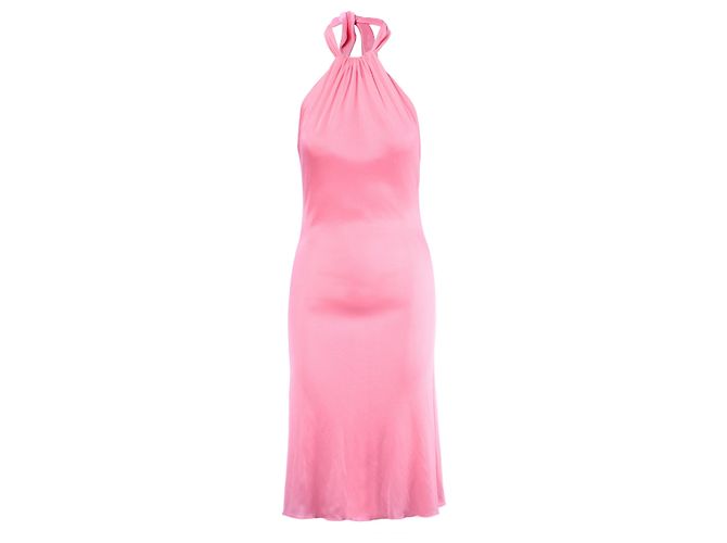 Rosa fließendes Halterneck-Kleid Class Roberto Cavalli Pink