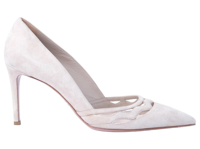 Prada Suede Wave Cut-Out Pumps Flesh