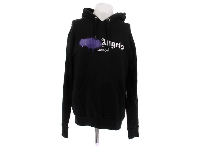 Palm Angels Schwarzer Pullover mit lila Farbe 
