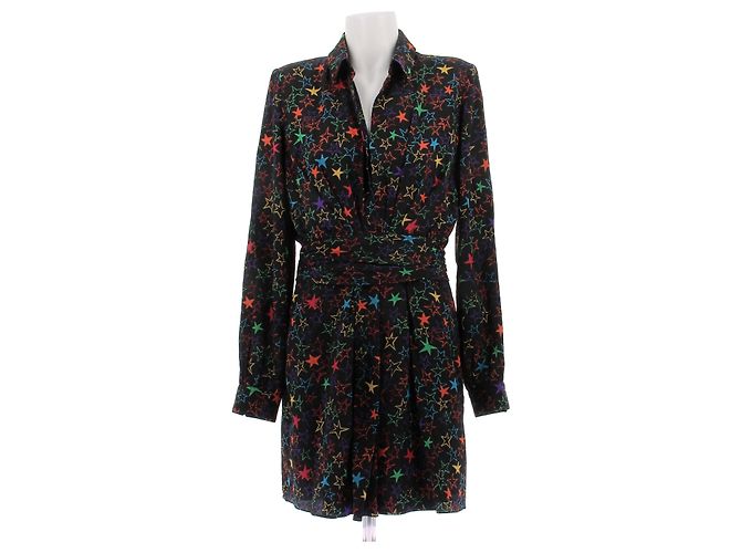 Saint Laurent Buntes Sternenkleid Schwarz