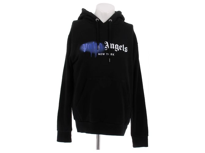 Palm Angels Schwarzer Sweatshirt mit blauer Farbe 