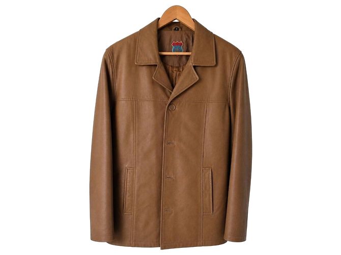 Autre Marque Route 66 Giacca Pelle Beige 90s Marrone