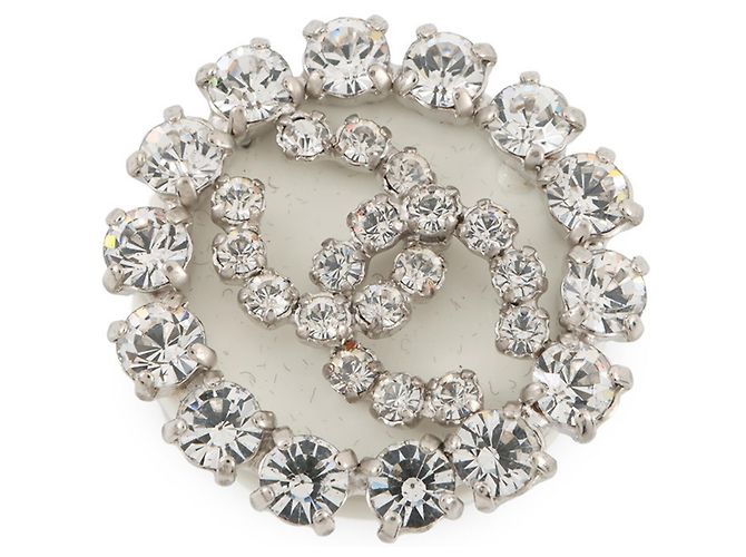 Timeless Chanel Silberbrosche mit Strass