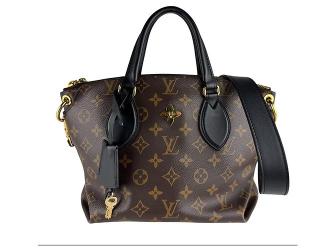 Bolsa de Ombro de Couro Monogram Louis Vuitton Marrom Preto Monograma