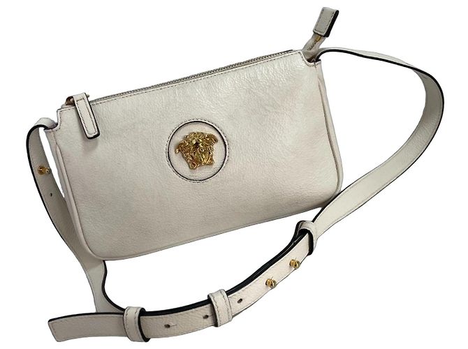 Bolsa de couro Versace Medusa - Creme Cru