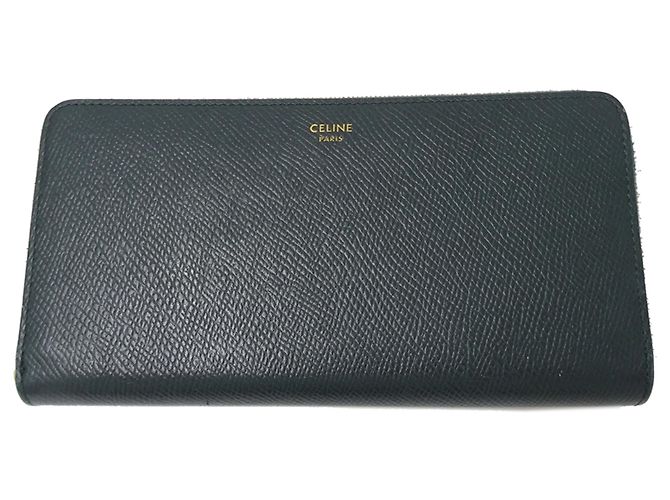 Céline Billetera de cuero plegable Celine Verde Verde oliva