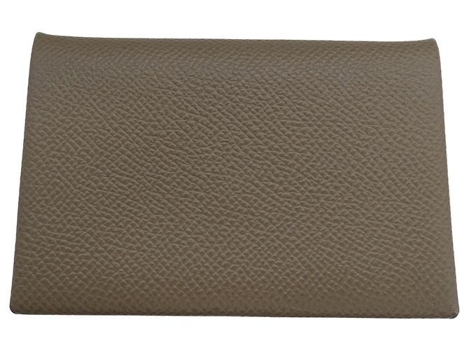 Hermès Hermes Epsom Leather Card Case in Taupe