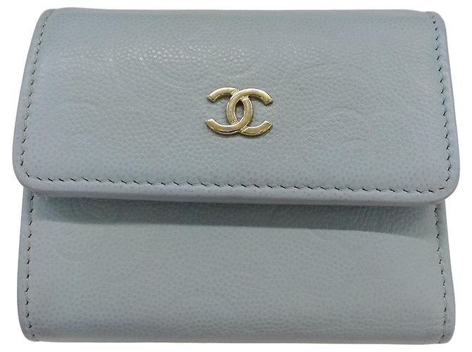 Chanel Light Blue Tri-Fold Wallet