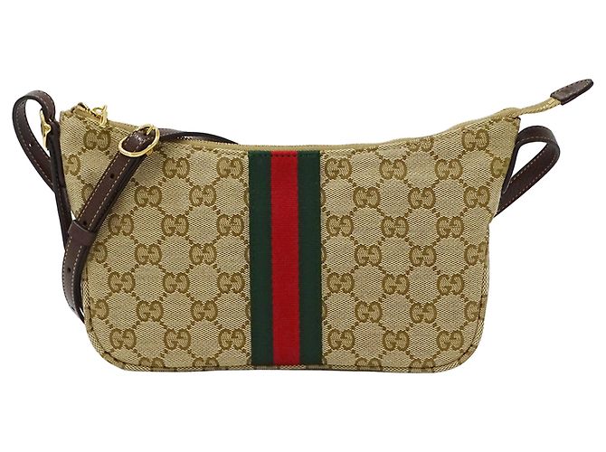 Bolso Gucci en lona beige y marrón Castaño