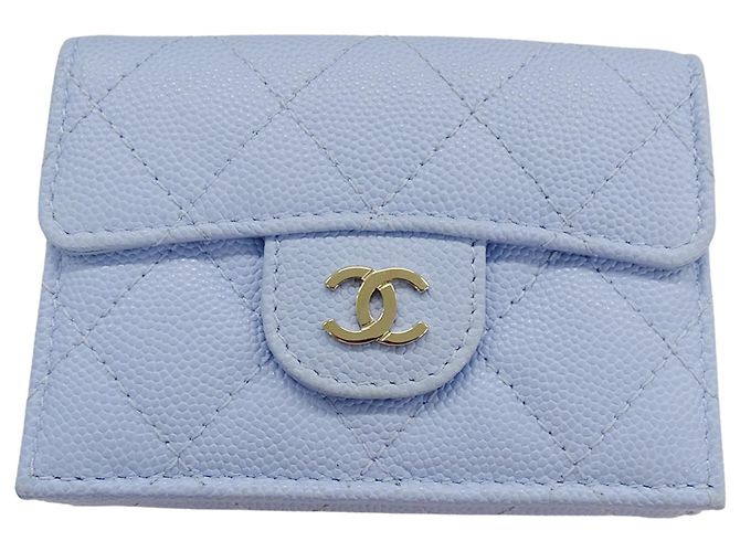 Chanel Hellblau Tri-Fold Geldbörse