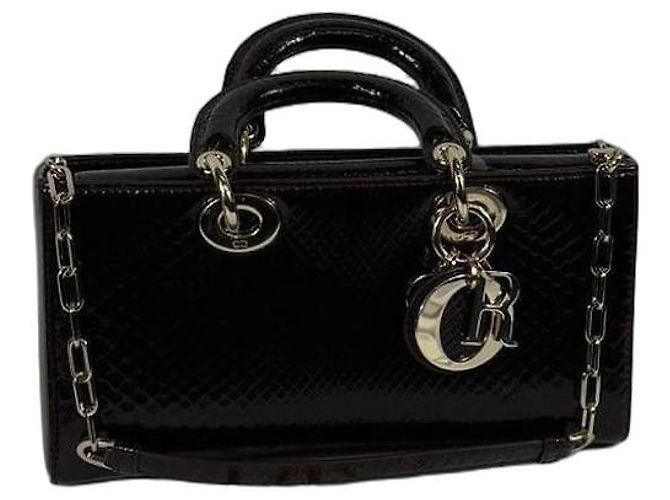 Dior Lady Dior Bolsa em couro de python bordô Bordeaux