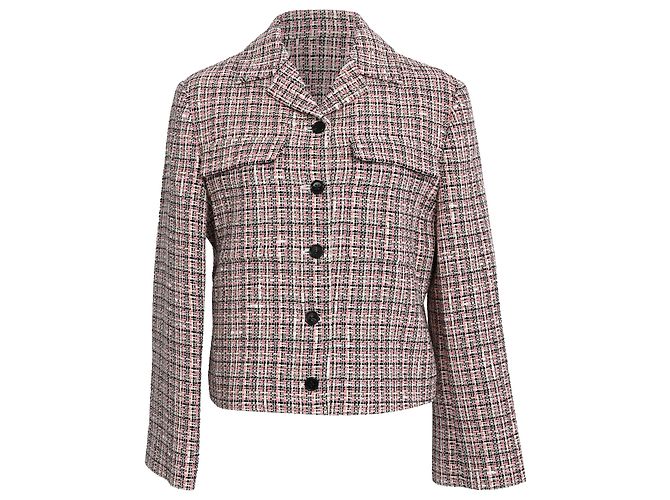 Theory Cropped Tweed Jacket in Multicolor Cotton Multiple colors