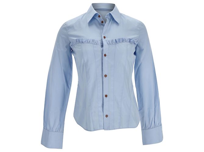 Dsquared2 Button-Down Corset Accent Shirt in Blue Cotton