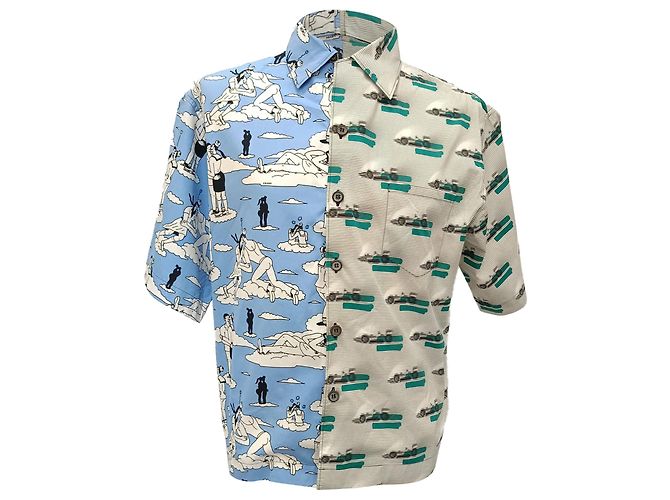 Camicia stampata Prada Double Match in cotone multicolore 
