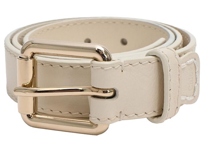 Chloé Buckle Belt in White Leather Cream