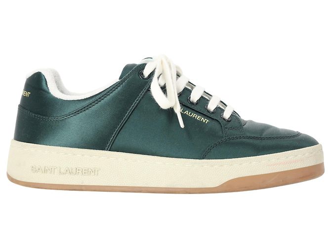 Baskets basses SL/61 en satin vert de Saint Laurent