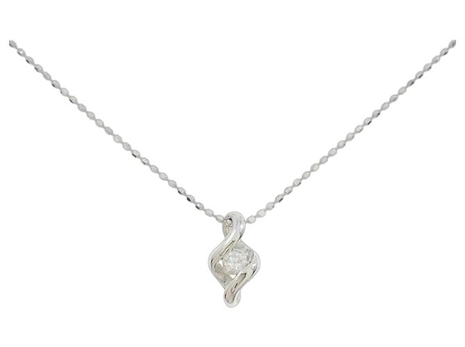 Autre Marque Collar de diamante en oro blanco Au750 Plata
