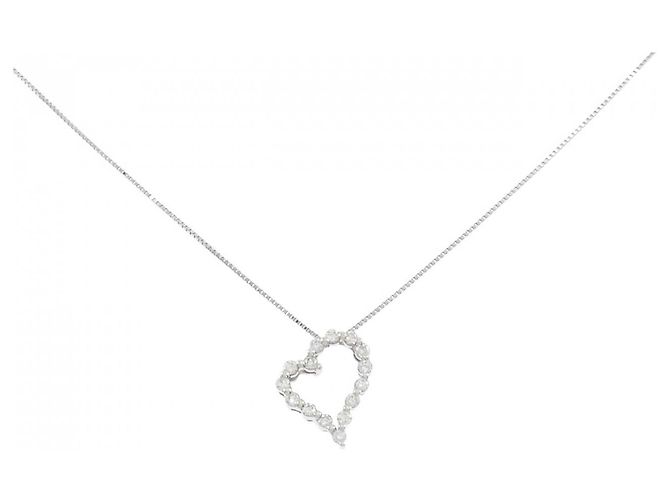 Autre Marque Platin-Diamant-Halskette Silber