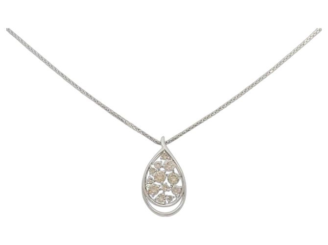 Autre Marque Platin-Diamant-Halskette Silber