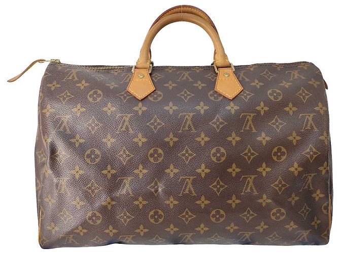 Sac à main Speedy Louis Vuitton en toile Monogram 30 Beige