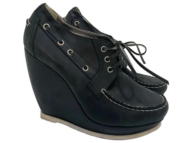 Balenciaga Scarpe Stringate Wedge in pelle nera Nero
