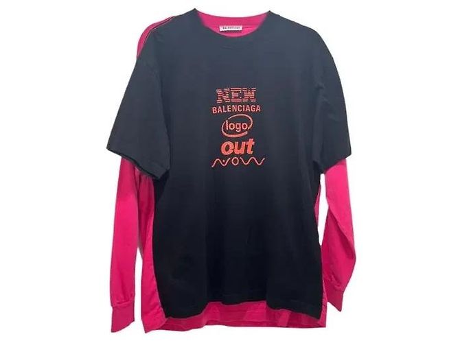 Balenciaga Conjunto Camiseta Logo y Suéter Rosa Multicolor