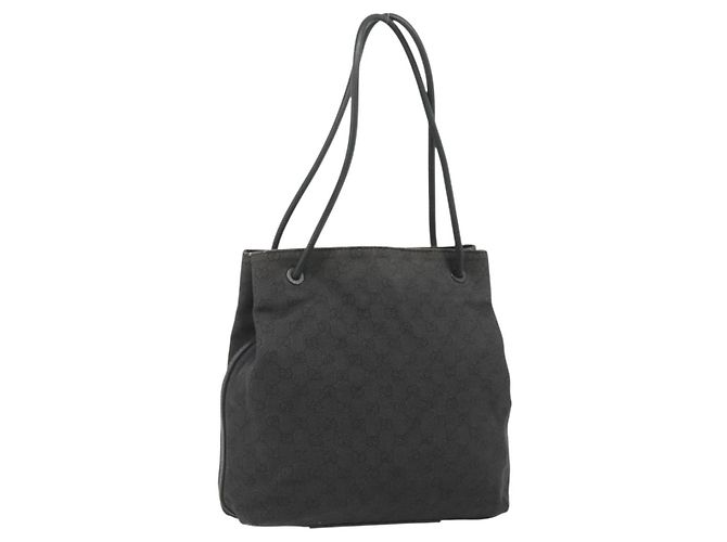 Borsa Tote GG Canvas Gucci Nera 101341 Auth 177247 Nero