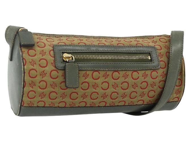 16 Céline Bolsa de Ombro em Lona Macadam C da CELINE Bege Ouro Auth fm5324 Dourado