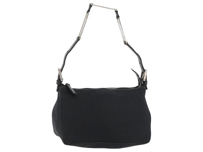 FENDI Handtasche aus Nylon Schwarz Silber Authentisch 177926