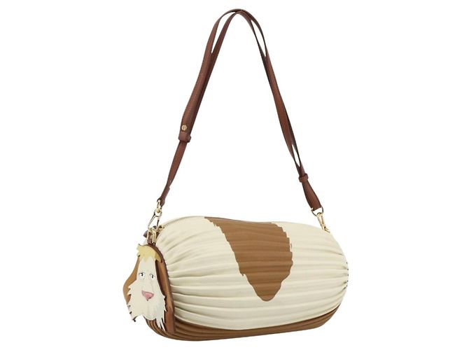 LOEWE - Bolsa Hin de couro bege do Castelo Móvel de Studio Ghibli Auth 167271SM Dourado