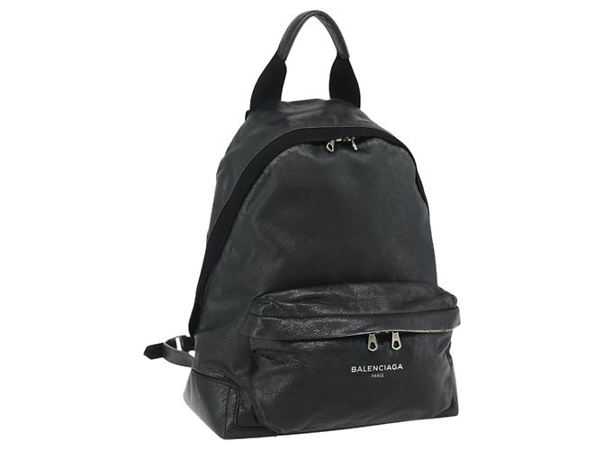 Zaino in pelle nera e argento BALENCIAGA 409010 Auth bs34947 Nero