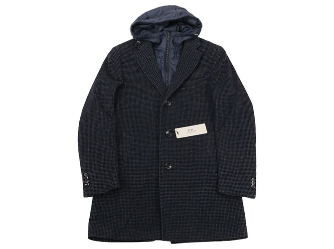 Autre Marque Wollmantel CC Collection Corneliani mit abnehmbarer Kapuzenfutter, Größe 50 Grau