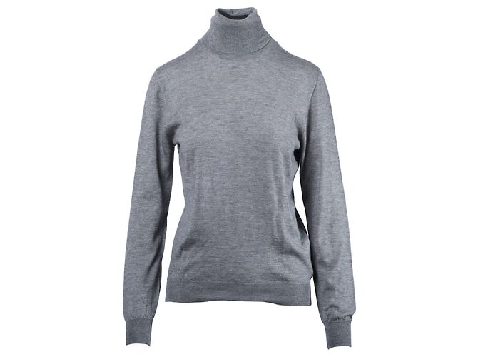 Grau Wollrollkragenpullover Jil Sander 