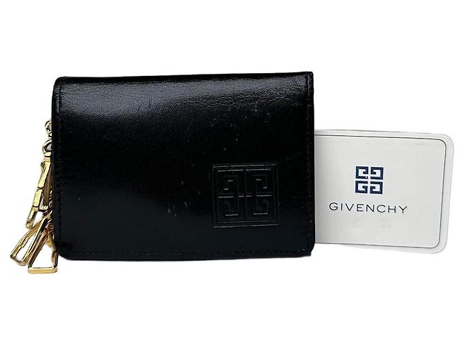 Vintage Givenchy 4G Logo Leather Key Holder Black