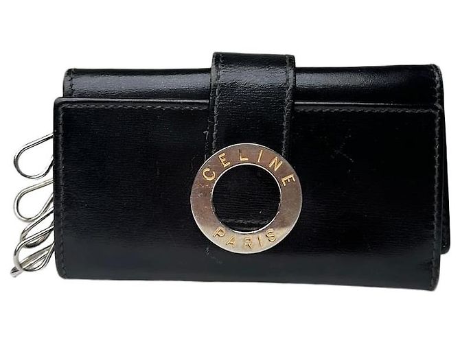 Céline Vintage Celine Paris Leather Key Holder Black