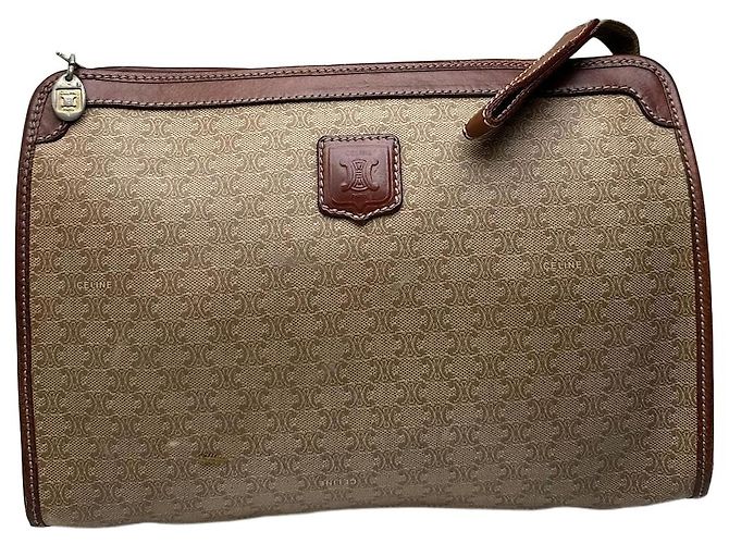 Edge Céline Vintage Celine Macadam Canvas Clutch Tasche Beige