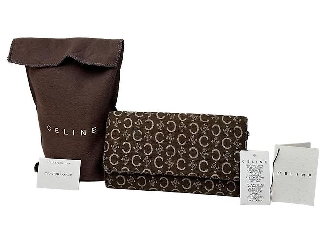 Edge Céline Vintage Celine Macadam Canvas Continental Wallet Brown