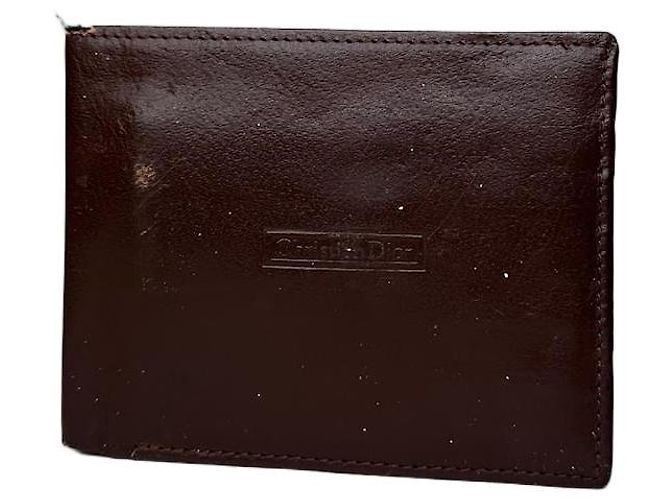 Vintage Dior Leder Bifold Geldbörse Dunkelbraun