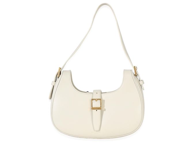 Saint Laurent Hobo Le Fermoir em Couro Liso de Bezerro Creme