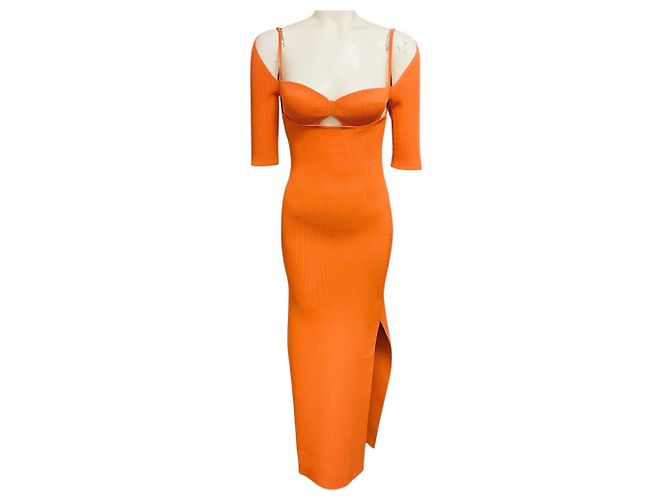 Altuzarra Orange Mareen Rippstrick Midi-Kleid