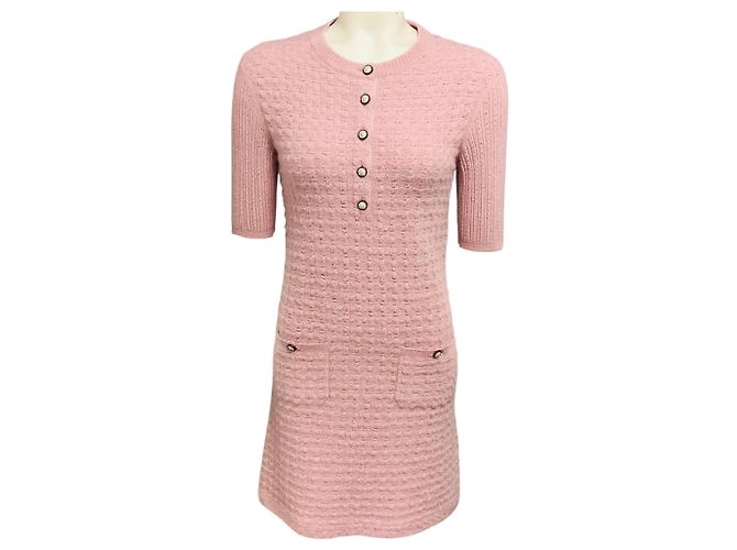 Chanel 2017 Pink Metallic Sparkle Knit Cosmopolite Lurex Kleid